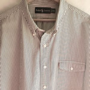Polo Ralph Lauren 2XL Long Sleeve Black Cotton Striped Button Up Shirt
